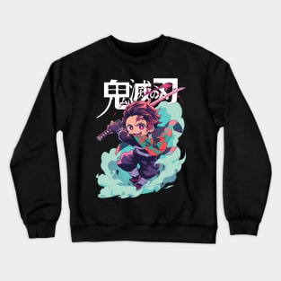 Tanjiro fire breathing sword fight Crewneck Sweatshirt